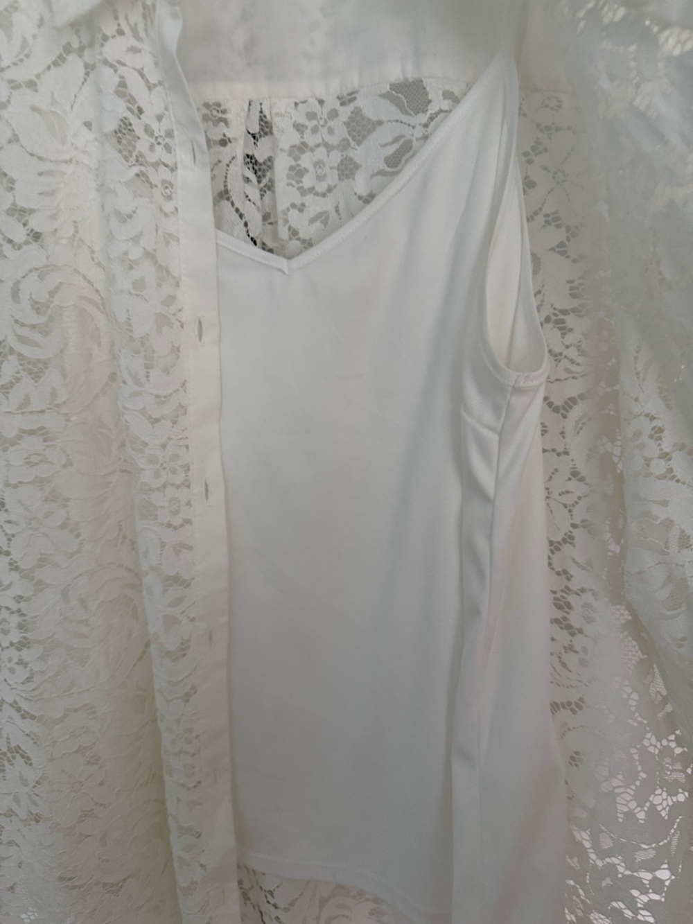 Simply Vera Vera Wang White Lace Button-Down Shirt - Picture 8 of 8